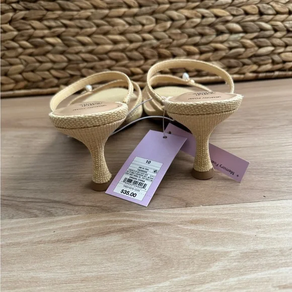 NWT! Wild Fable Brodie Strappy Raffia Charm Heels - Memory foam - Picture 7 of 14